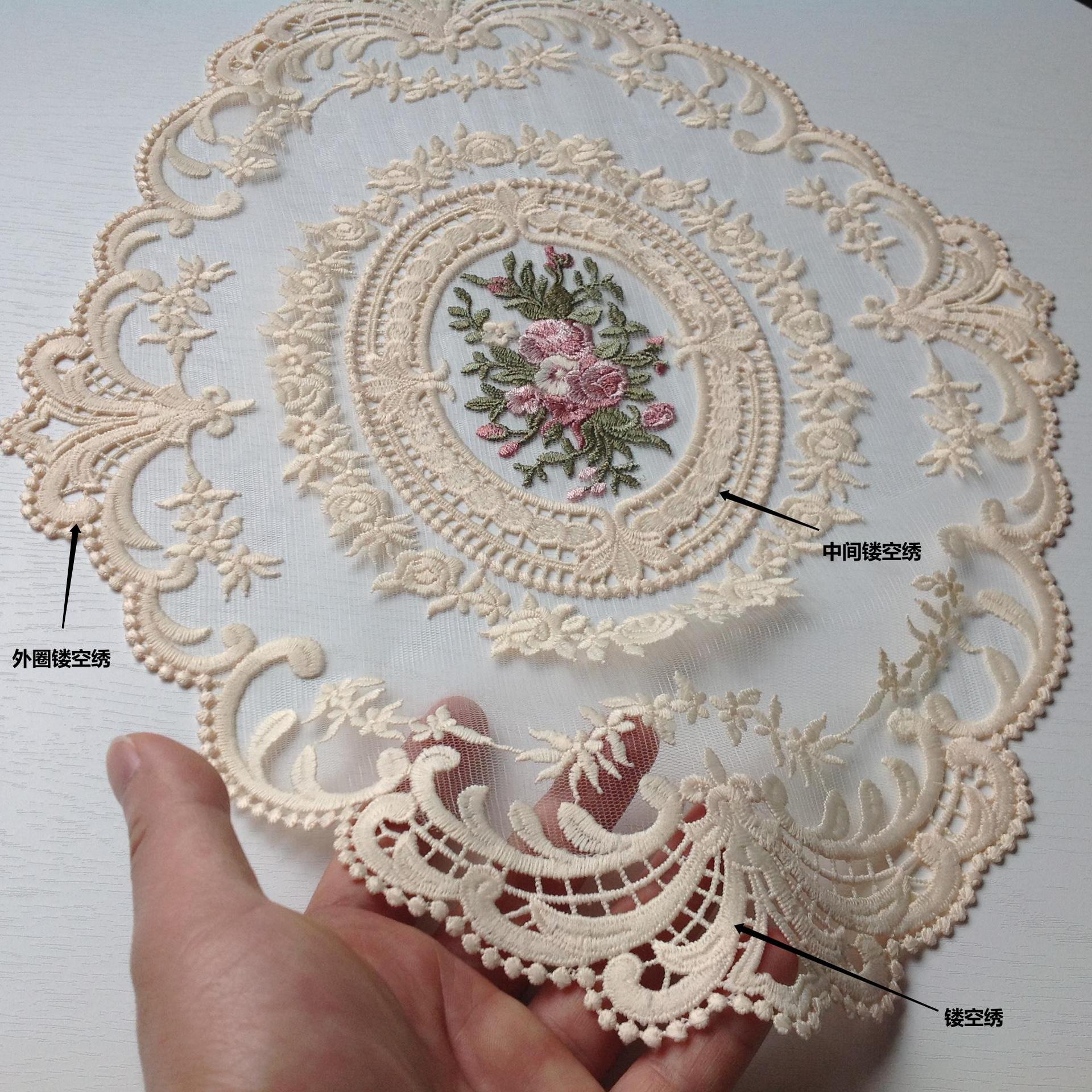 Encaje mantel posavasos estilo europeo Vintage bordado encaje cubierta a prueba de polvo toalla mesa de café estera accesorios de tiro mantel decorativo bandera