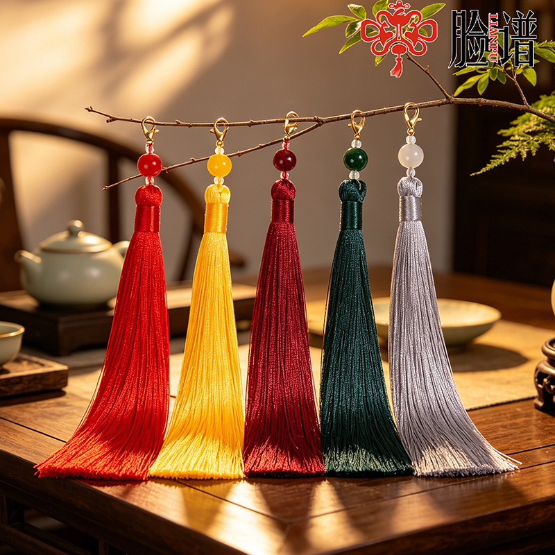 [Free Special Invoice] 12cm Beaded Tassel with Lobster Clasp, Small Tassel Pendant, Chinese Style Accessories, Wholesale from Manufacturer