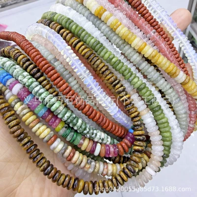 2*6mm Natural Tiger Eye White Crystal Abacus Beads Spacer Beads Aventurine Round Beads Loose Beads Semi-Finished DIY Jewelry Wholesale