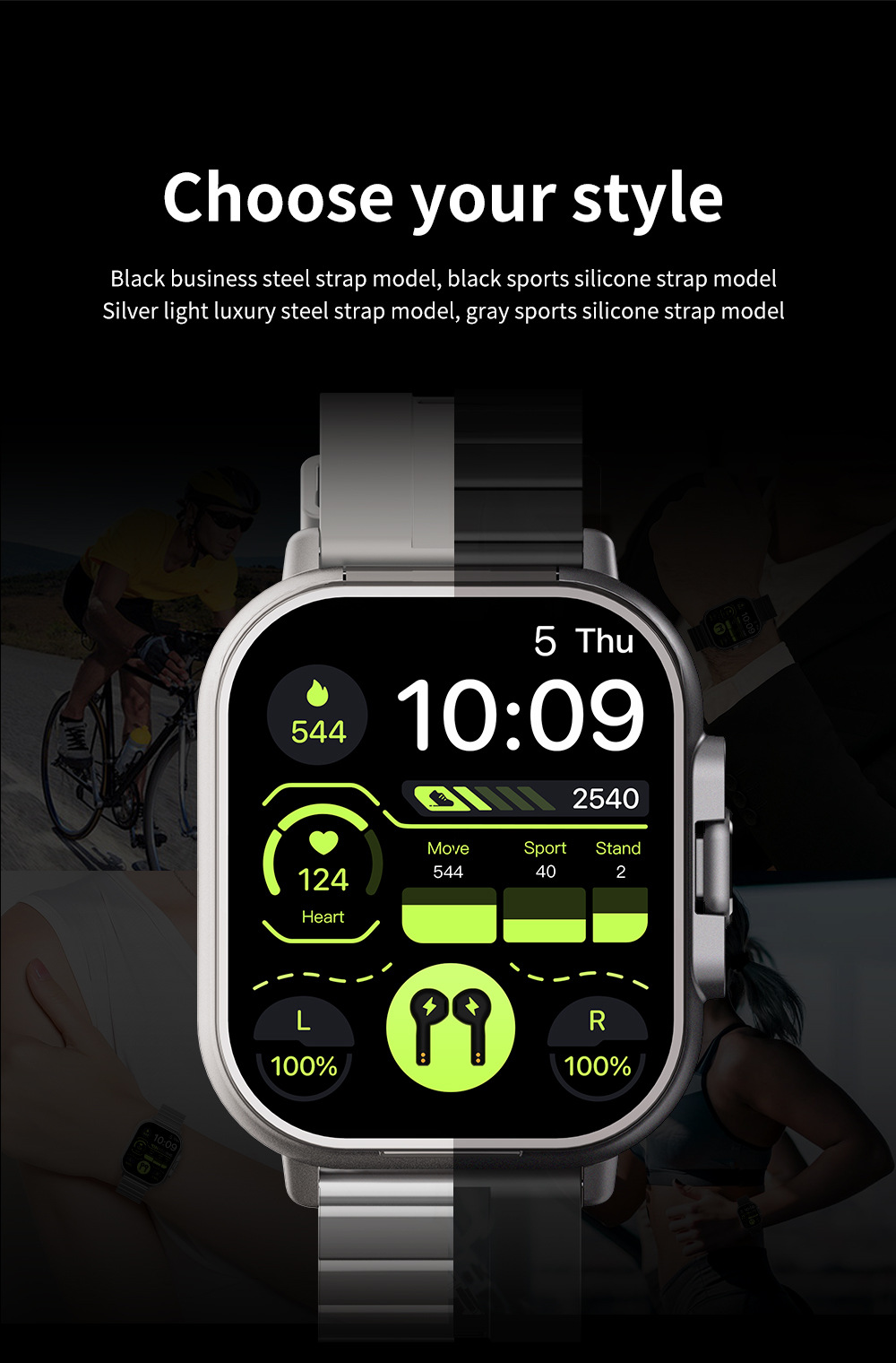 Smartwatch D8 Bluetooth com função de chamada, rastreador de condicionamento físico, monitor de frequência cardíaca, NFC, à prova d'água, compatível com Android_voghion.com