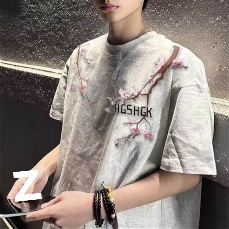 Ins Fashion American High Street Vibe Short-Sleeved Men's Trendy Brand T-Shirt New Summer Versatile High-Value Top Cotton Shirt Ins Fashion American High Street Vibe Short-Sleeved Men's Trendy Brand T-Shirt New Summer Versatile High-Value Top Cotton Shirt