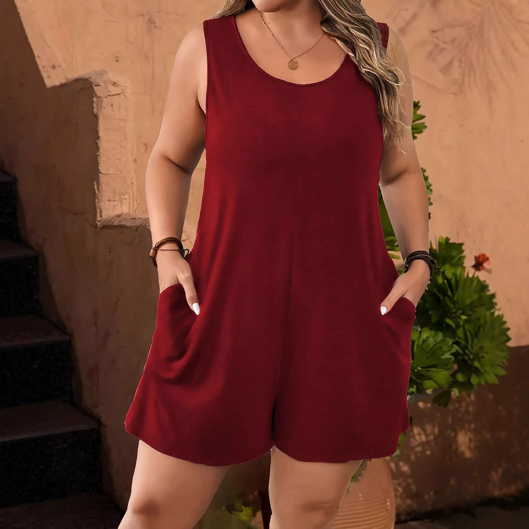 2025 Европейская и американская трансграничная внешнеторговая мода Amazon независимая станция безрукавный жилет с карманом комбинезон для женщин больших размеров