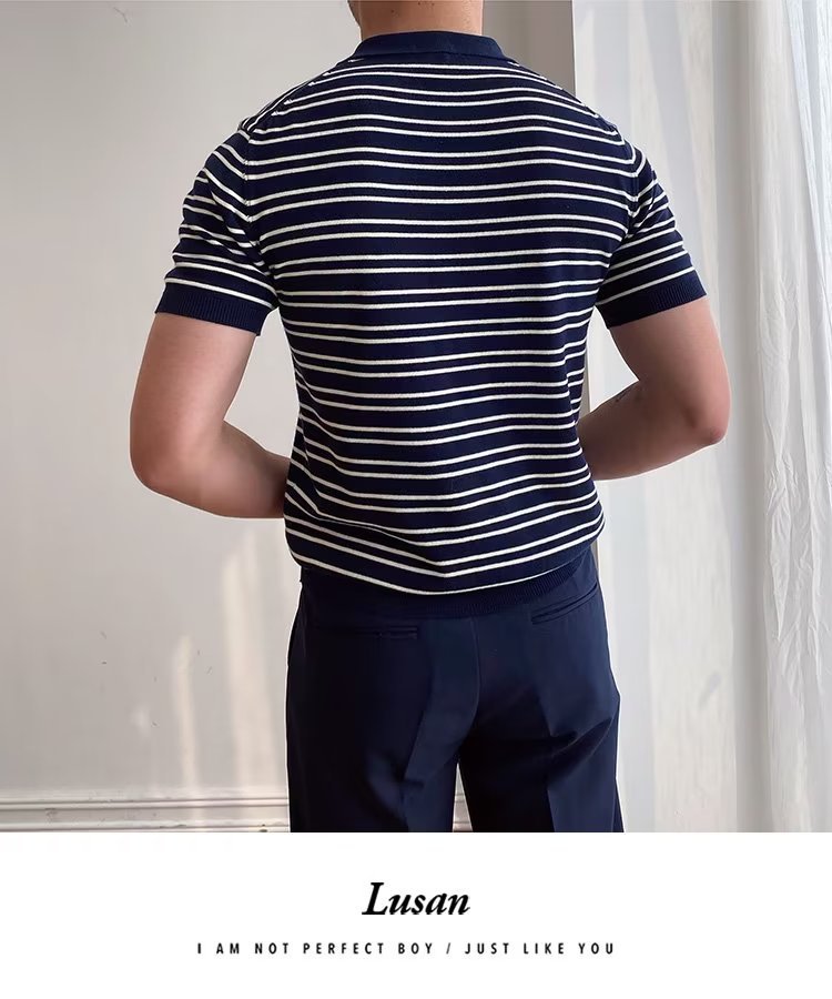 245g Weight Short Sleeve Sleeve Length Regular Sleeve Sleeve Type Polyester Fabric Type Regular Top Length Casual Occasion Turndown Neckline Slim Fit Type Stripe Pattern Summer, Spring Season Men's Gender Classic Style Style 3XL, M Size Wholesale Men's Polyester Classic Style Stripe Short Sleeve Men's T-shirt 32