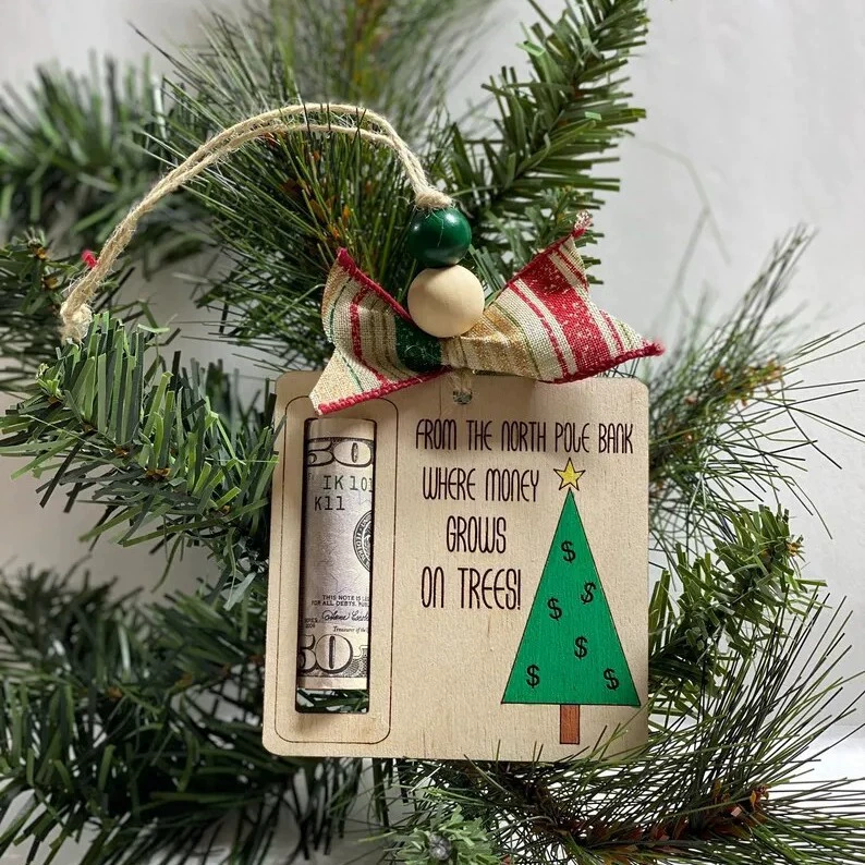 Трансграничные новые амазонские рождественские копилки подарки рождественская елка подвеска деревянные поделки деньги зажим рождественские подвески