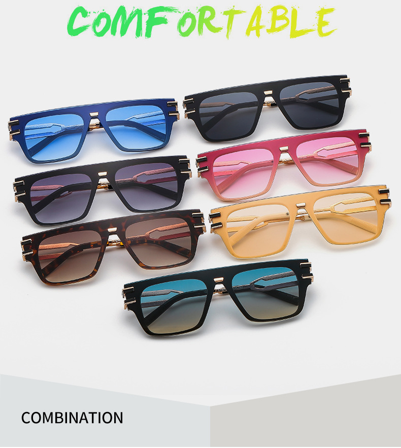 80g Weight Full Frame Glasses Structure Sunglasses Classification PC, UV400 Protection Lens Material Square Glasses Style Fashion Solid Color PC UV400 Protection Square Full Frame Men's Sunglasses
