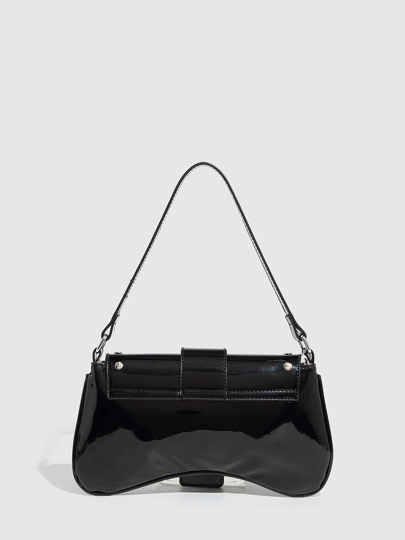 Pu Leather Material Women's Medium Pu Leather Solid Color Streetwear Square Magnetic Buckle Baguette Bag
