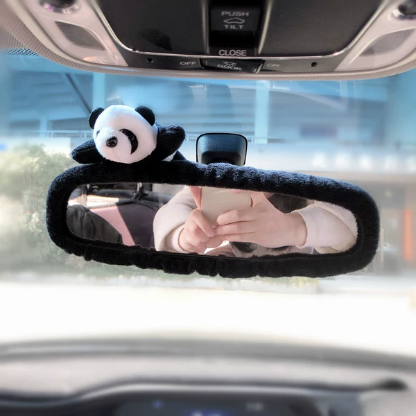 Papa Panda-Black rearview mirror sleeve