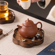 北美黑胡桃木蝴蝶干泡茶盘壶承旋转摆件隔热垫茶道配件茶具便携