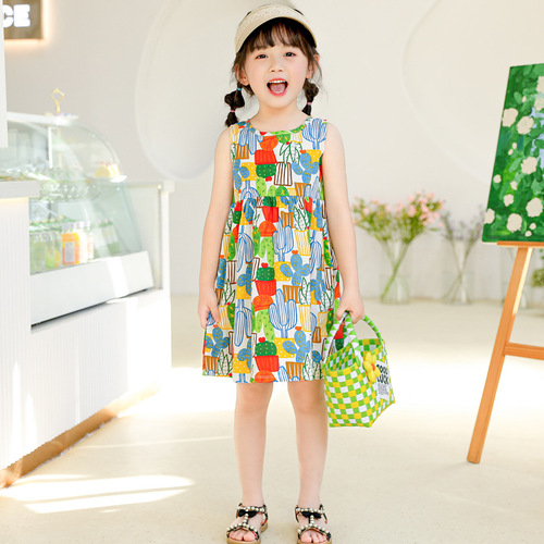 Bella Tree House Children's Clothing Baby Princess Dress Girls Dress Children's Summer Clothes 2024 New Children's Skirt Pure Cotton