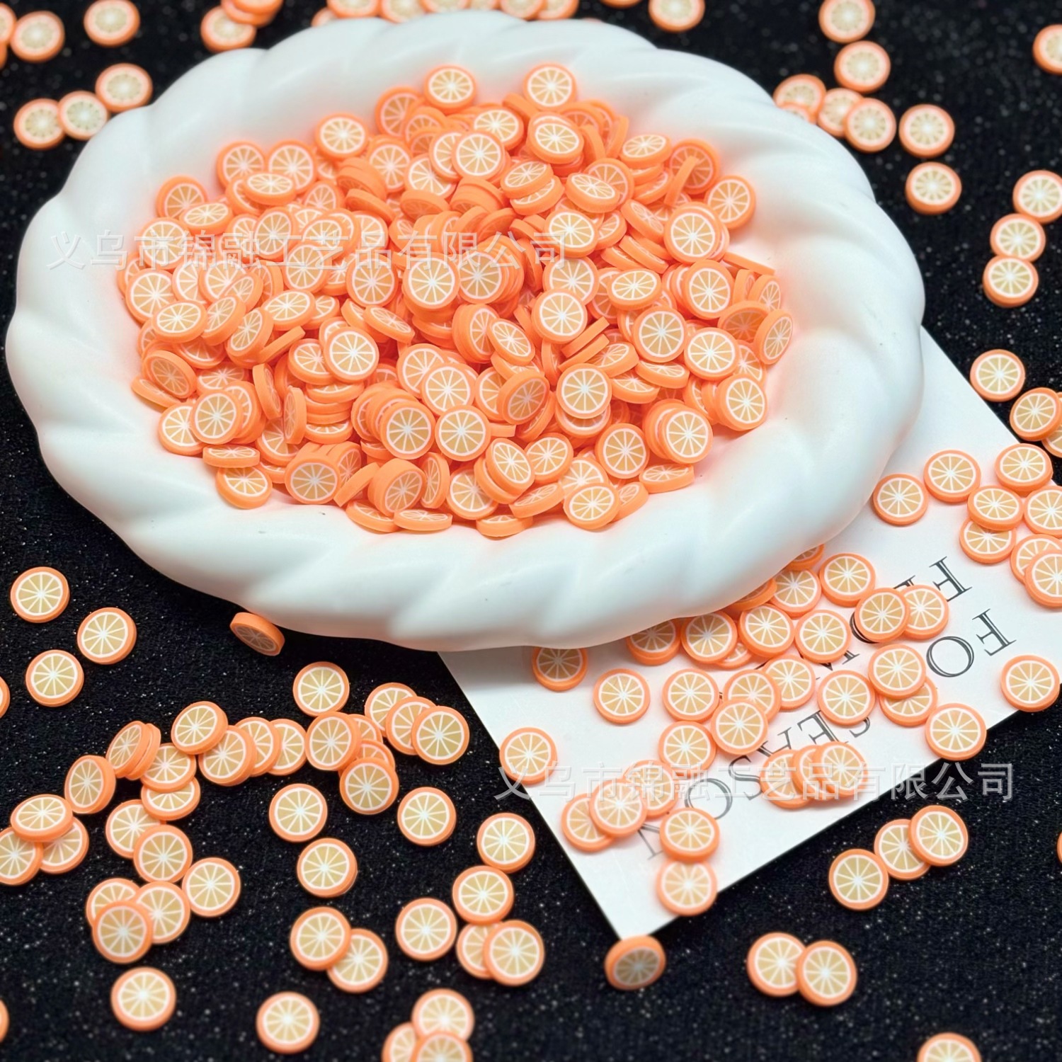 Fresh orange soft clay slices