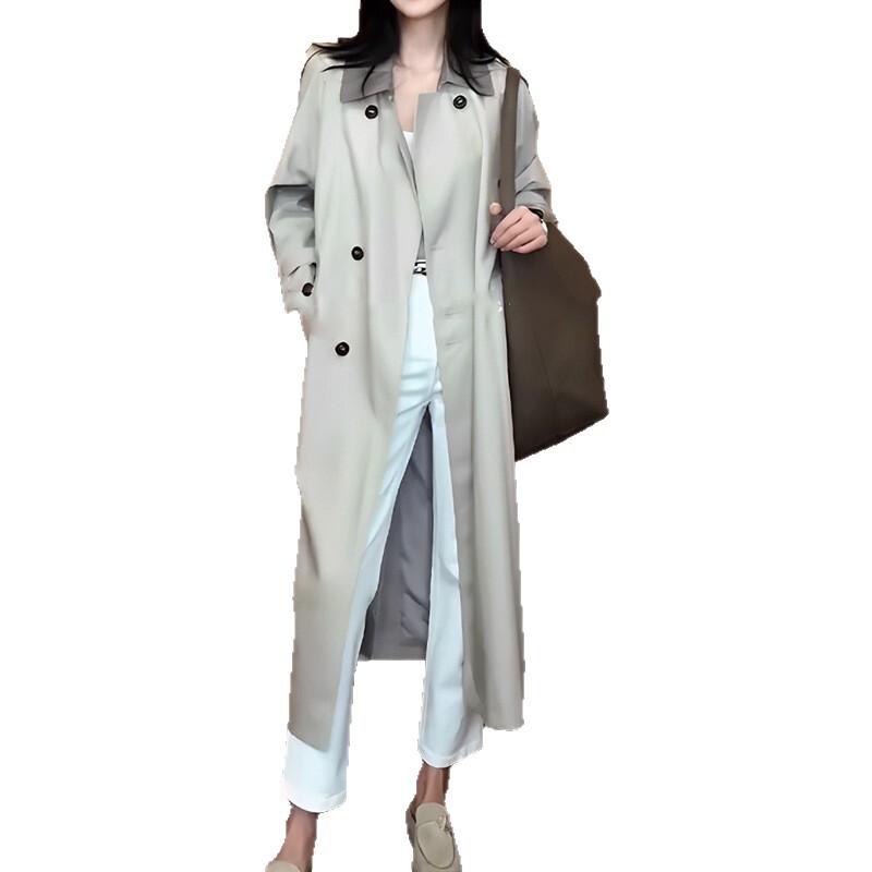 韩系慵懒chic外套女春秋季2025新款轻奢高级感大翻领廓形极简风衣|undefined