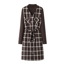 格子连衣裙套装女2025冬季新款针织衫背心裙子两件套L0071016001