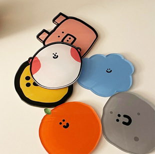 High Temperature Resistant Bowl Mats, Cute Cartoon Acrylic Coasters with Printed Logo, Creative Home Anti-Scalding Mats, Creative Coasters