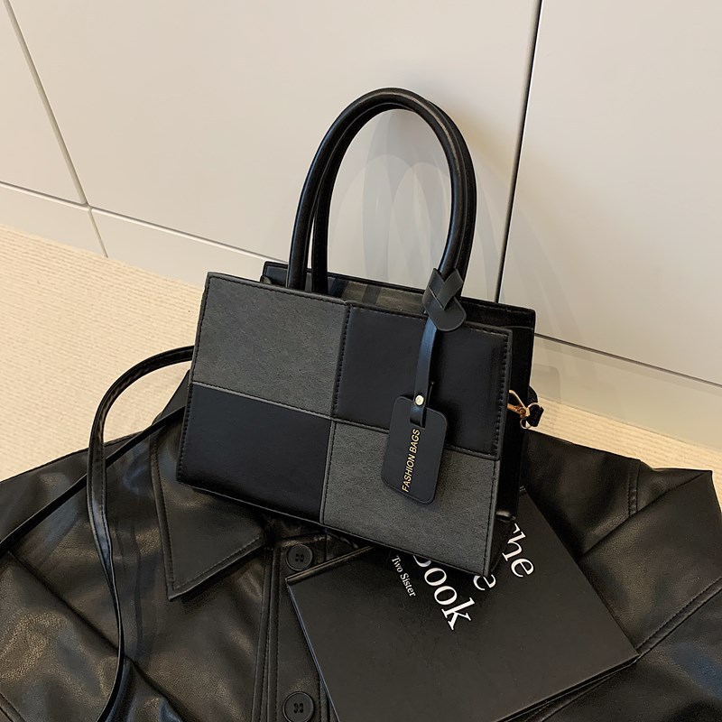 Tendencia de moda estilo coreano costura de contraste de color alta textura bolso de mano casual de todo fósforo pequeño bolso cuadrado bolso de mensajero de un solo hombro mujer