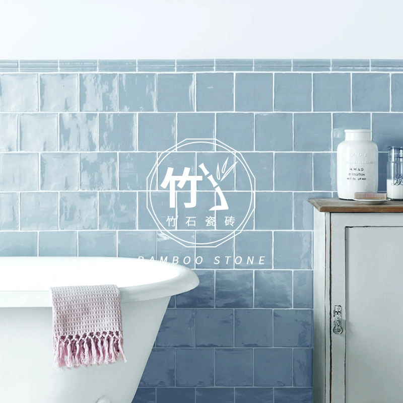 Синие глянцевые кирпичи ручной работы, ресторан, магазин молочного чая, бар, магазин, фон, настенная плитка, плитка для кухни, ванной комнаты, маленькая квадратная плитка