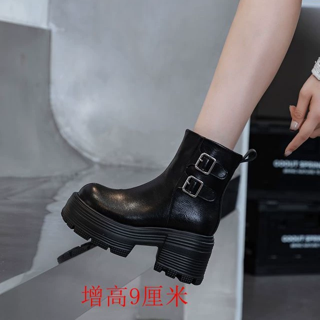 Дикие модные модные короткие сапоги в британском стиле женские 9 см ботинки на высоком каблуке Martin сапоги толстые женские ботинки на высоком каблуке