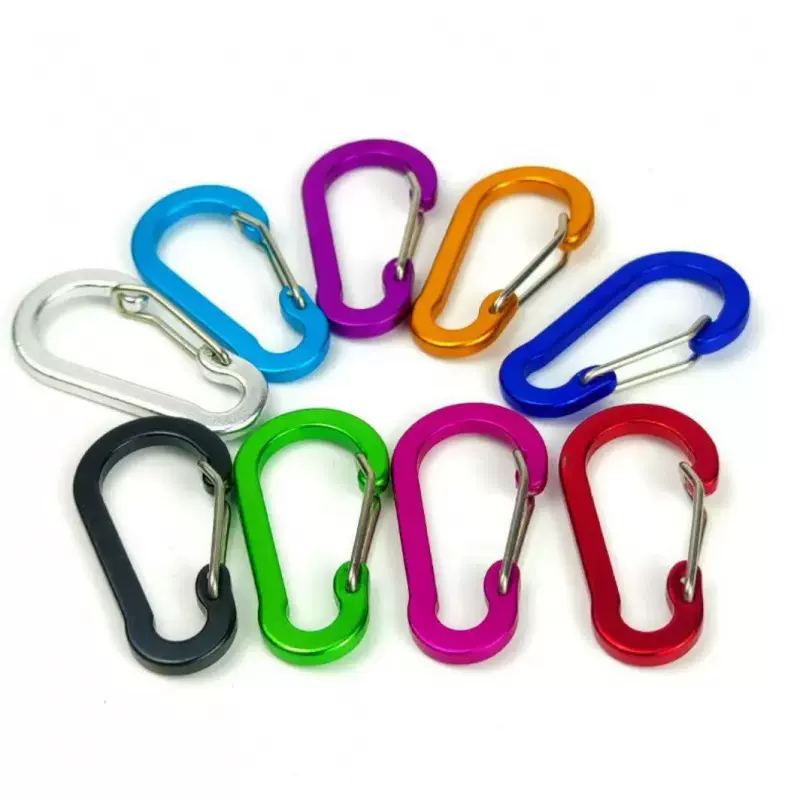 登山扣5号 s形铝合金快挂钩葫芦形扁扣D型钢丝弹簧快挂扣批发黑色