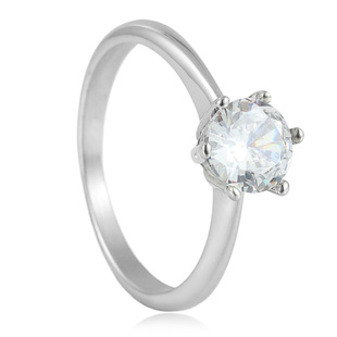 New Concept Titanium Steel Six-Claw Flash Diamond Ring Korean Style Simple Fashion Inlaid Zircon Stainless Steel Ring Women's in stock