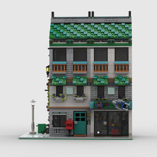 Moc-147997 Small Two-Story Apartment and Shop Modular Building 1470 Particle Number