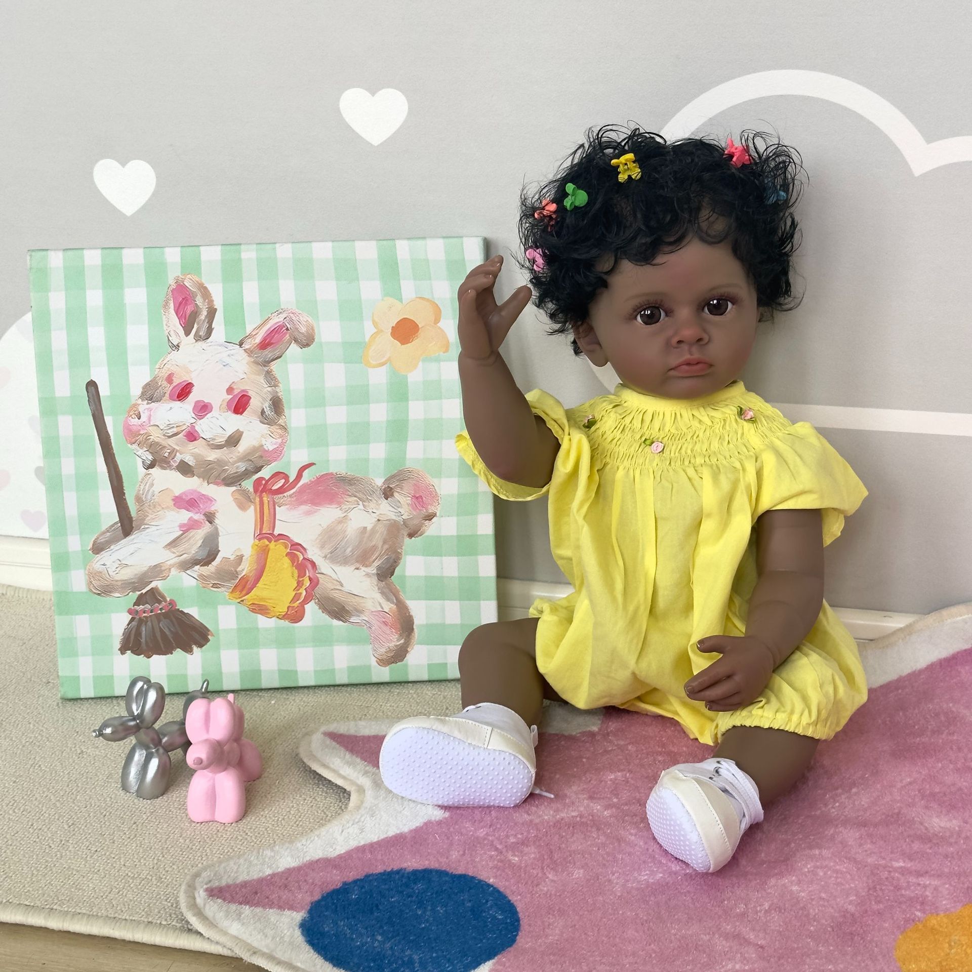 55cm negro bebé exportación orden original simulación bebé muñeca suave bebé juguete crecimiento socio