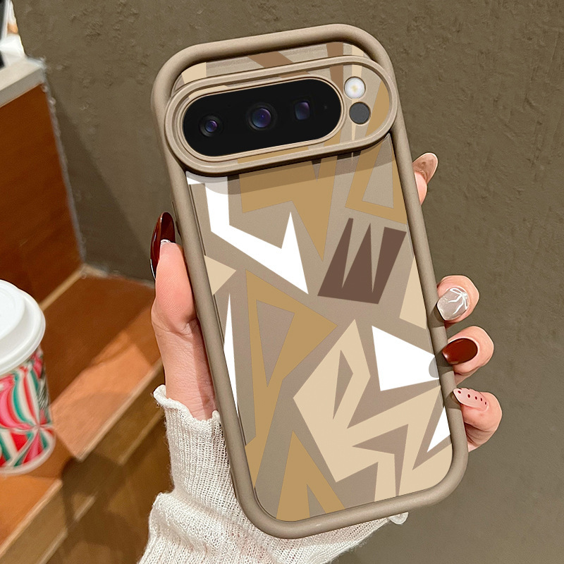 Brown-irregular geometric brown and white