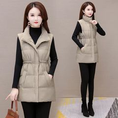 Down cotton vest for women 2025 winter new style slimming waist to make them look warm and fashionable large-size cotton jacket for women