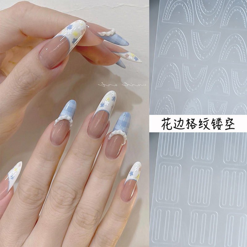 Nail Art Spray Painting French Stickers, Stencil Glue, Hollow Gradient Spray Gun Templates, Nail Stickers, Anti-Overflow Four-Leaf Clover