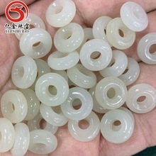 和田玉素玉 12mm14mm16mm天然和田玉平安扣甜甜圈 玉石和田玉批发