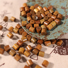 8mm天然绿檀木直切圆桶木珠diy国风文玩手串手链文玩饰品配件包邮