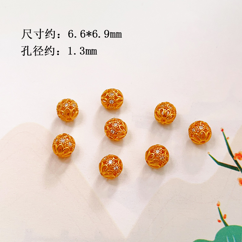 S925 ancient silver gold-plated diamond ball waist-shaped separator bead bracelet jewelry DIY accessories wholesale