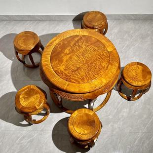 Golden Phoebe Round Drum Table Round Table Leisure Table Round Drum Stool Small Ye Zhen Nan Round Table Drum Table Solid Wood Classical Furniture