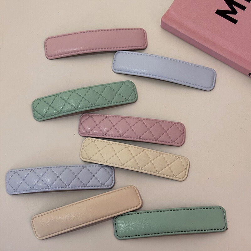 Xiaoxiangfeng's New Macaron Color Korean Simple Diamond-Shaped Hairpin Versatile Leather Bangs Broken Hair Bb Clip for Women