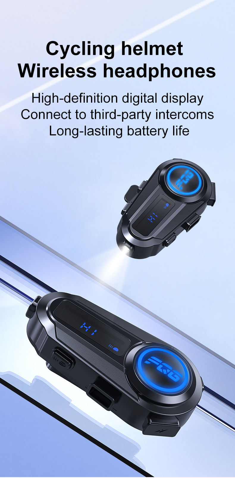 Y08 Cross-Border New Model Helmet Bluetooth Headset Mp3 Mixing Music Sharing Lcd Screen Fm Intercom Helmet Headset