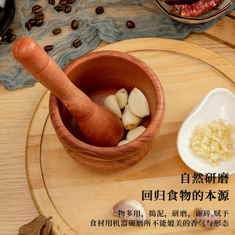 創意手動搗蒜器辣椒粉器復古搗藥碎蒜罐盅家用搗草藥研磨藥粉臼子