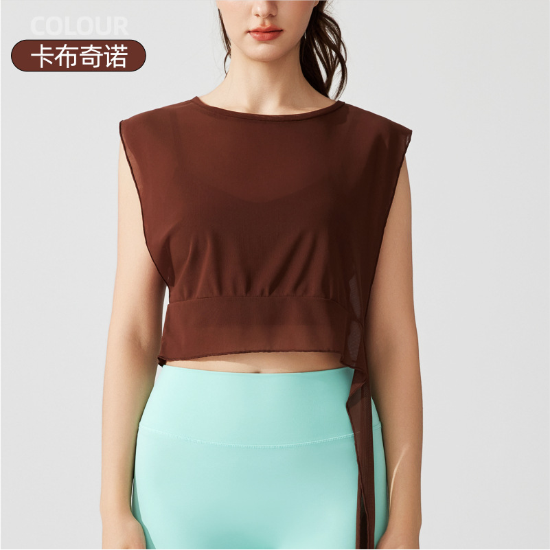 Camisa deportiva europea y americana sin mangas correr gimnasio mangas cortas respirantes chaleco de secado rápido primavera y verano mujer chaleco de yoga image 11