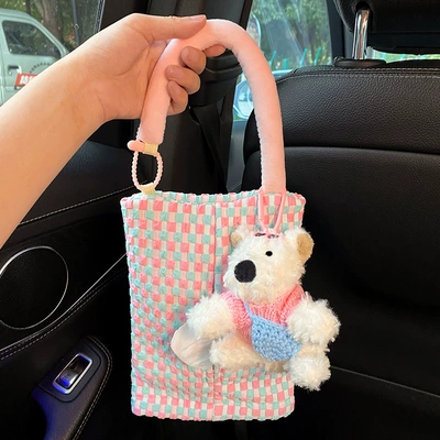 Car Tissue Box Dopamine Car Car tissue box/set - grass-dog-tissue-bag-pink