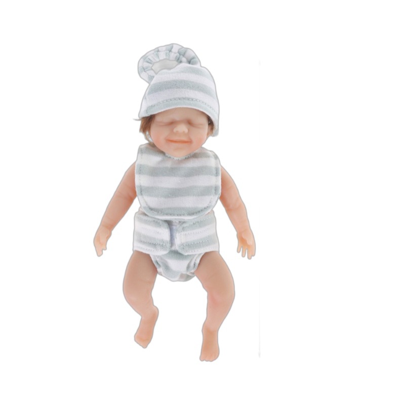 6 pulgadas renacer muñeca en miniatura niña Pelo Rizado cara sonriente lavable suave simulación bebé niño muñeca acompañante