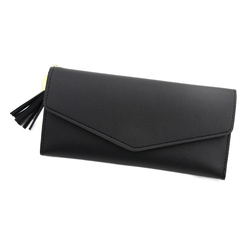Nueva cartera de las mujeres de moda simple borla dulce dama larga cartera embrague multi-Tarjeta titular de la tarjeta