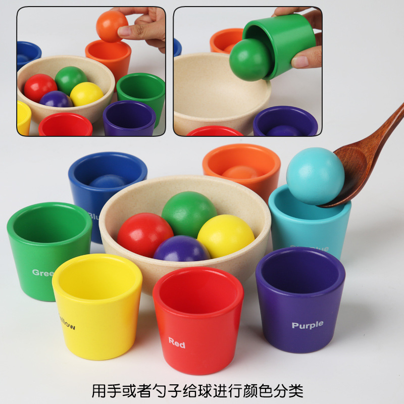 Montessori Niños de educación temprana diversión taza de clasificación de color bebé Cognición de color mejorar la capacidad práctica juguetes educativos