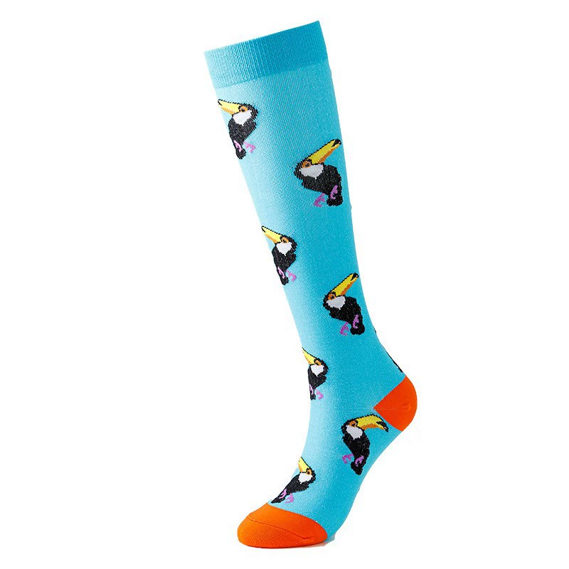 Compression Running Socks, Unisex Jacquard Knee-High Socks, Multiple Patterns, S/M & L/XL