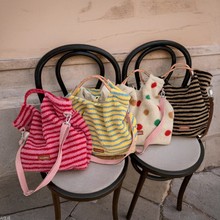 312181 韩版复古秋冬时尚条纹毛绒绒学生手拎包大容量单肩斜挎包