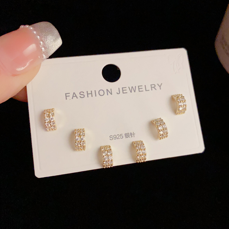 Geometric, Square Pattern 1 Set Simple Style Geometric Square Copper Women's Earrings Ear Studs