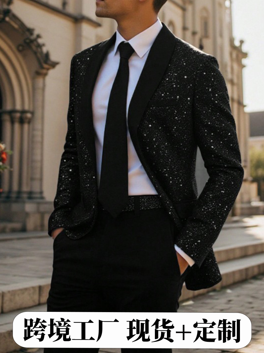 Chaqueta de Traje Formal para Hombre de Poliéster Sin Planchar Manga Larga para Banquete