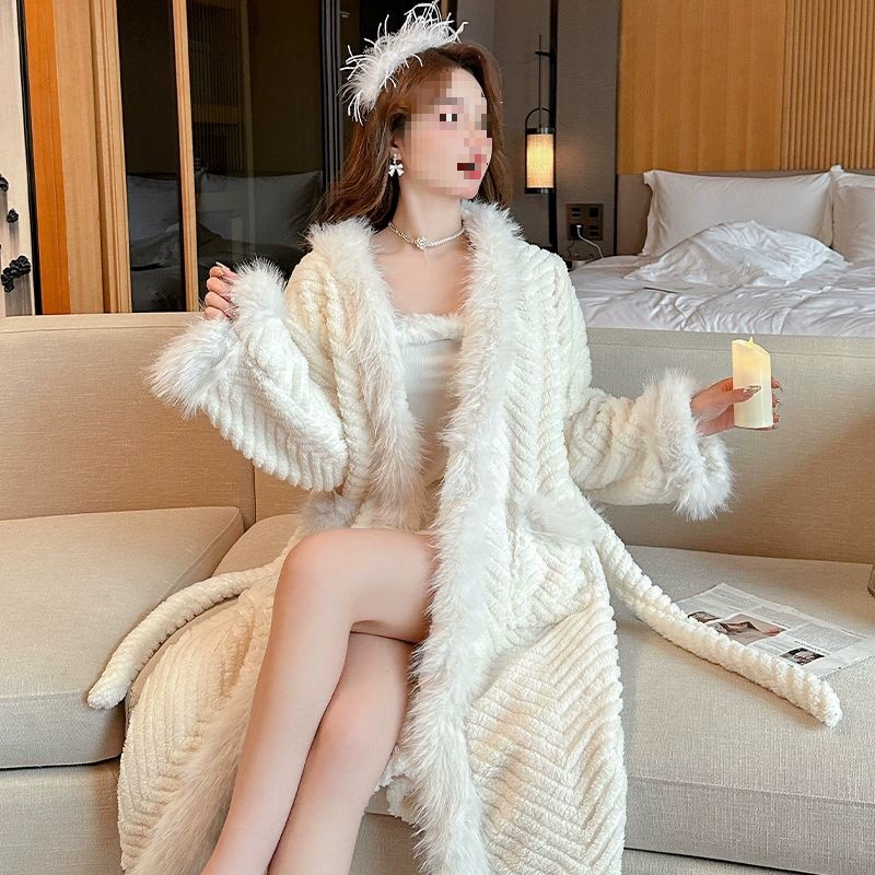 2023 новый халат женский осенний зимний коралловый бархат толстый пижама длинный сладкий сексуальный халат домашняя одежда зимой