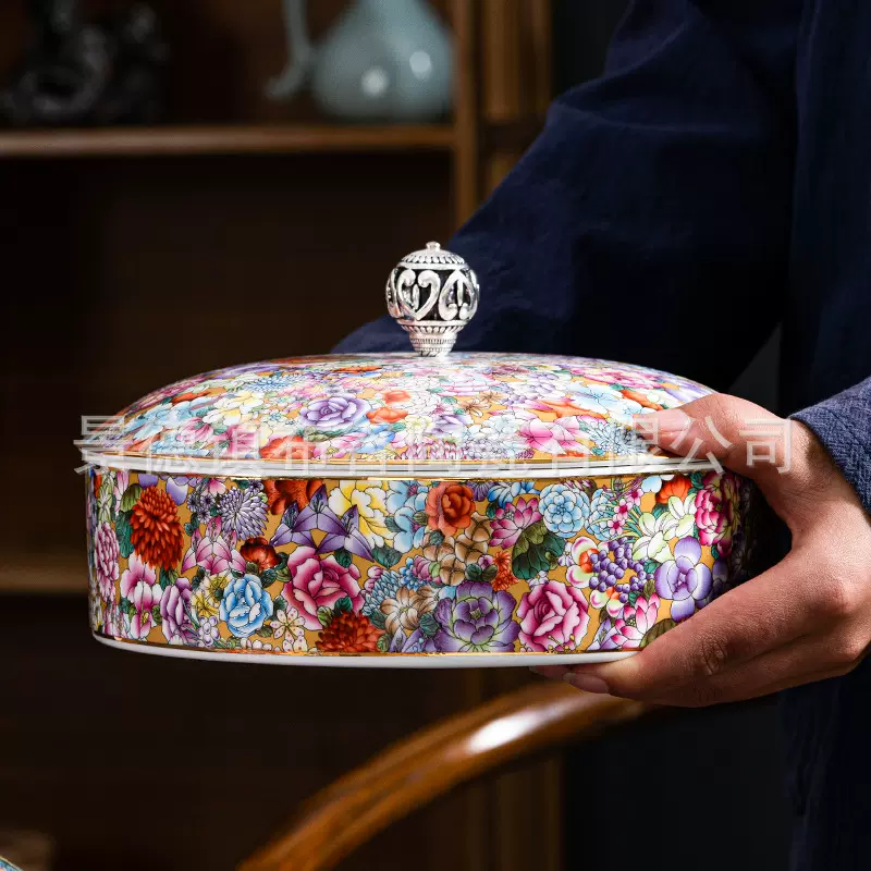 景德镇陶瓷器珐琅彩茶叶罐子家用防潮糖果盒带盖密封大口罐储物罐