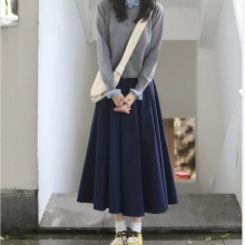 灰色花边领针织衫女2025秋季新款设计感韩系上衣女+半身裙套装女