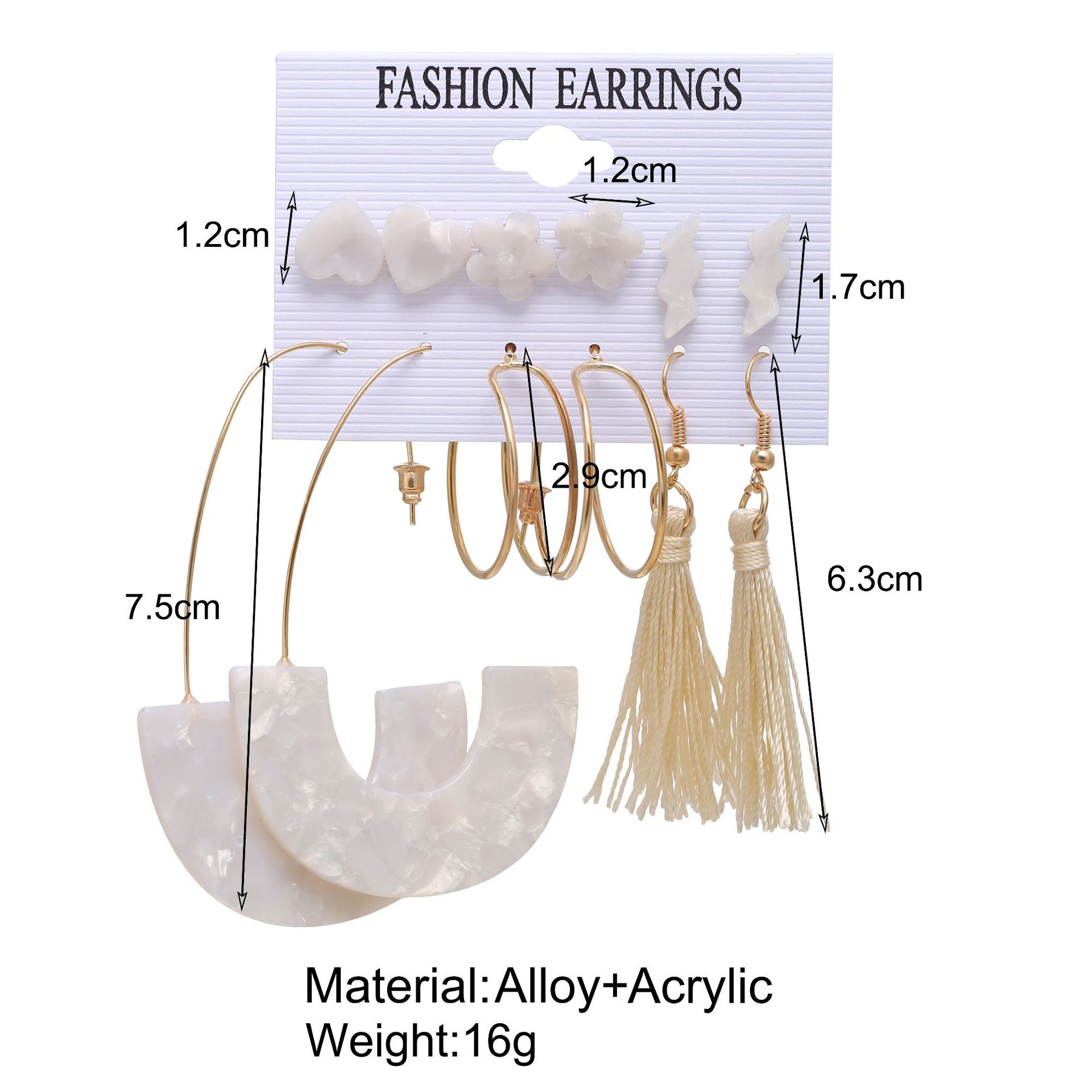 Vente En Gros Ensemble De Boucles D&#39;oreilles En Acrylique Géométrique Simple Coeur Lune display picture 27