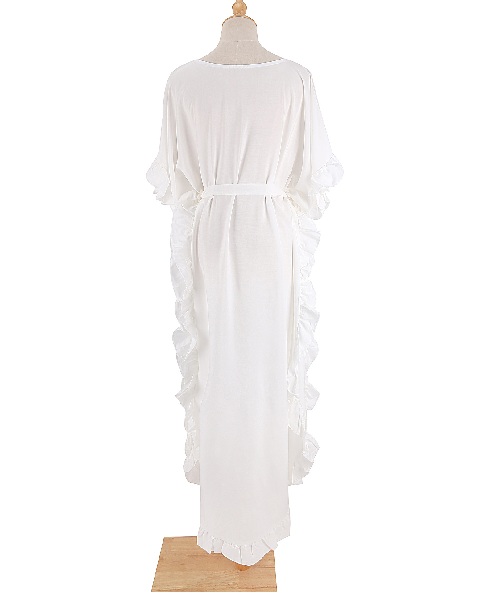 Loose Robe Seaside Vacation Cover Up Bohemian White Beach Dress in Bohemian White Beach Dress