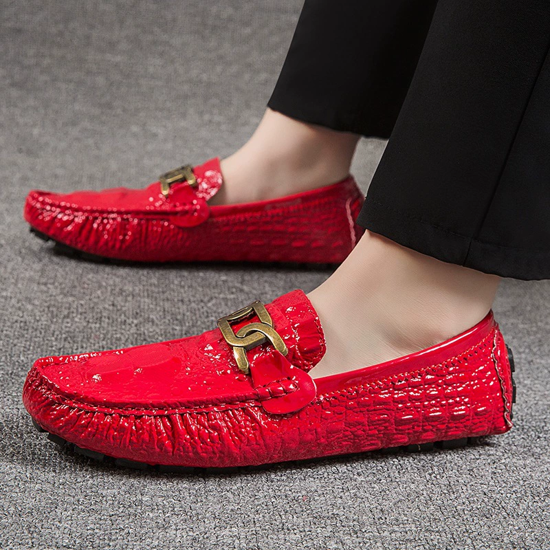 Мужские туфли Four Seasons в горох без шнуровки размера 35-48, большие размеры, Повседневная Рабочая кожаная обувь с крокодиловым узором