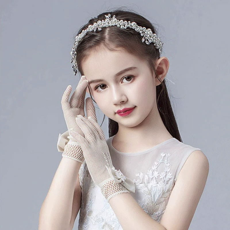 Бант для девочек Эластичные волшебные перчатки Свадебное выступление принцессы Этикет Цветочница Свадебные украшения Внешняя торговля Волосы